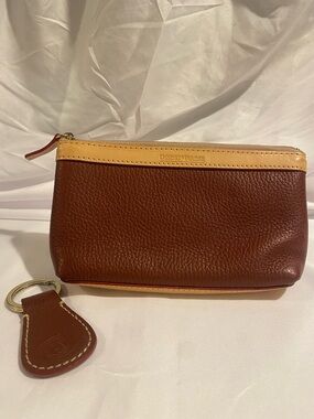 Vtg Brown Dooney & Bourke All-Weather Leather Zip Pouch Case, Makeup, Coin Purse